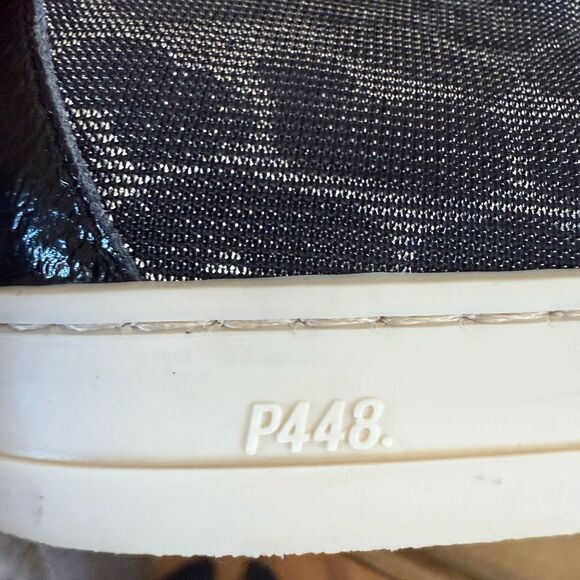 P448 SKATE HIGH TOP LEOPARD PRINT TEXTILE / LEATHER SNEAKERS SIZE 38 IN BLACK - Picture 9 of 10